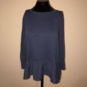 blue peplum detail top